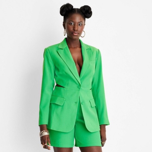 NWT Future Collective with Alani Noelle Cut Out Blazer Green - Picture 1 of 5
